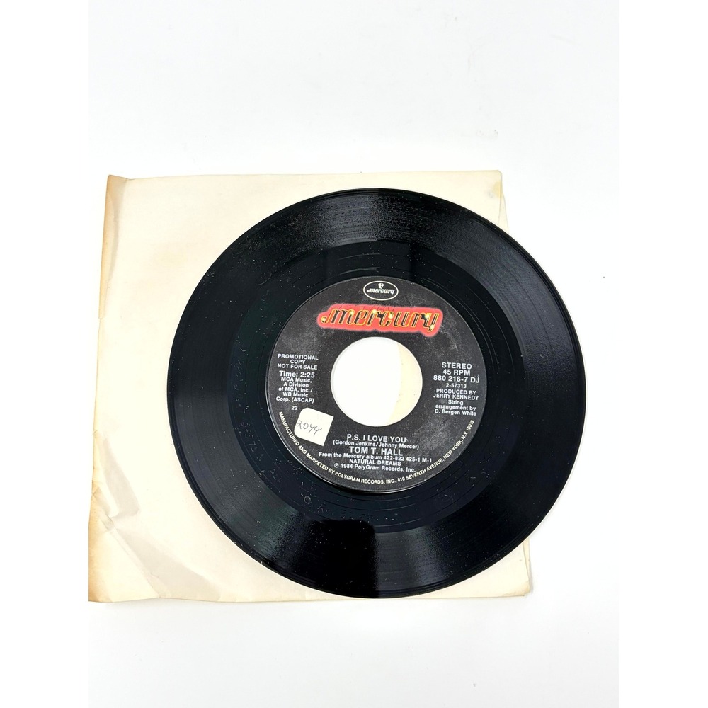 Tom T. Hall P.S. I Love You 7" Vinyl 45 RPM Promo Radio Copy Mercury